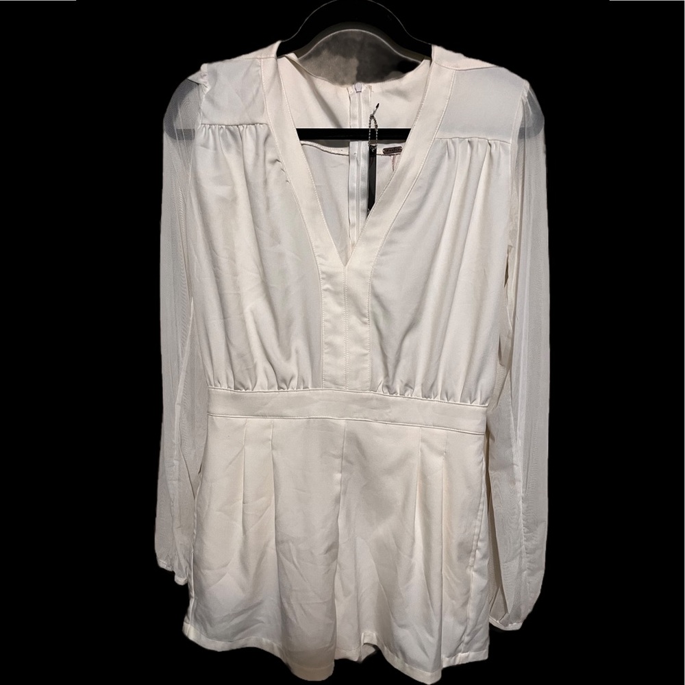 White romper with sheer sleeves